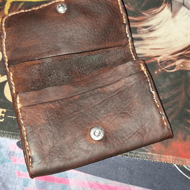 Portefeuille Cuir Marron Vieilli – Style Vintage Fait Main – Pochette Rabat