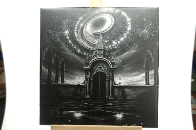 Gravure Galactique sur Carrelage 20x20 – Cathédrale Cosmique & Spirale Stellaire