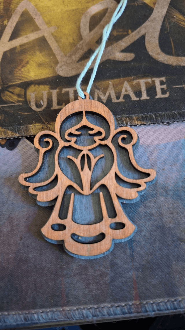 Décoration Ange en Bois Sculpté | Ornement Spirituel Noël | Pendentif Protection Artisanat