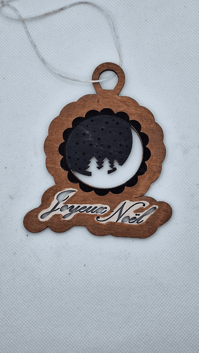 Décoration Noël en Bois &quot;Joyeux Noël&quot; | Ornement Sapin Scène Hivernale | Pendentif Hiver Artisanat